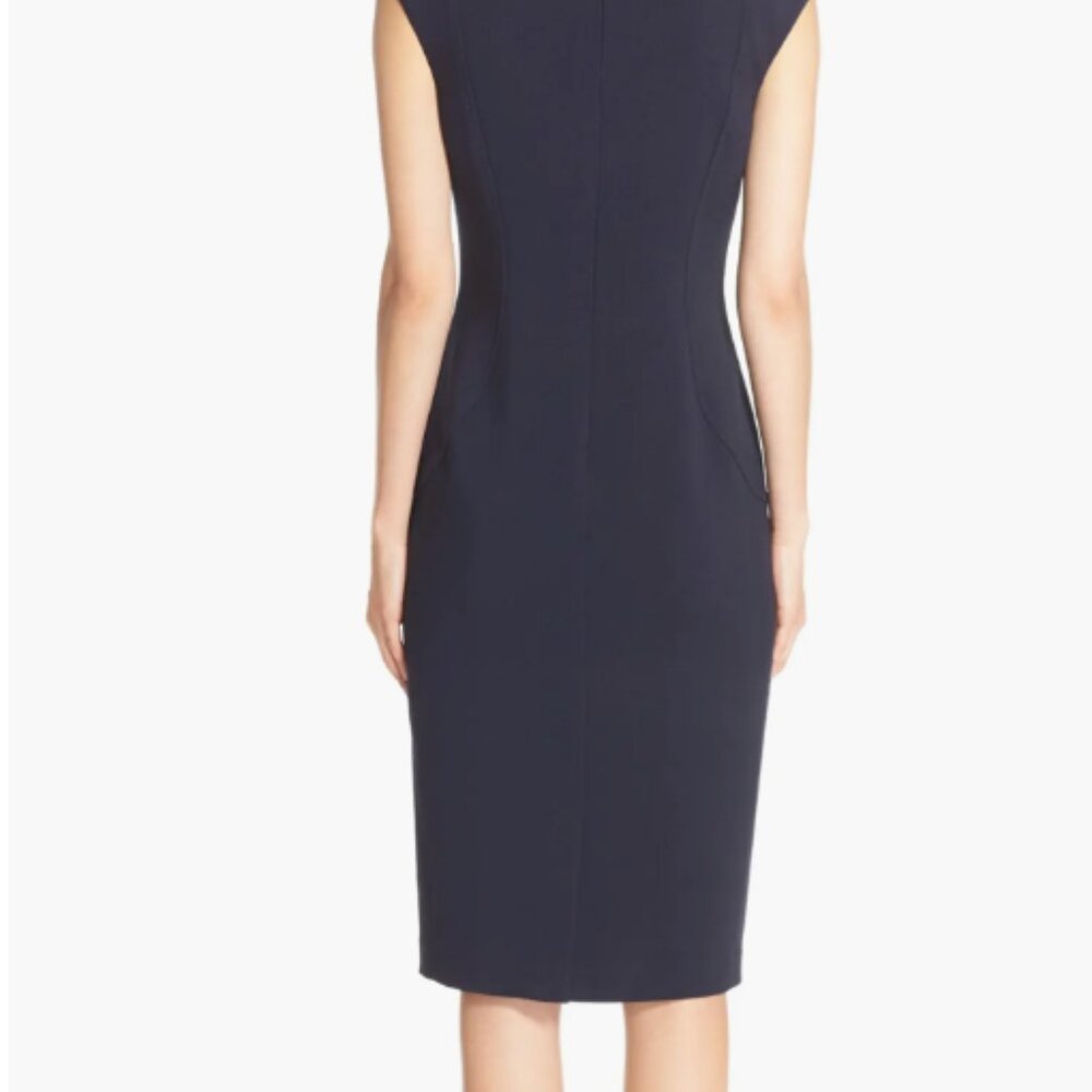 Eliza J Cap Sleeve Crepe Sheath Dress Navy Blue Size 6 - Picture 5 of 11